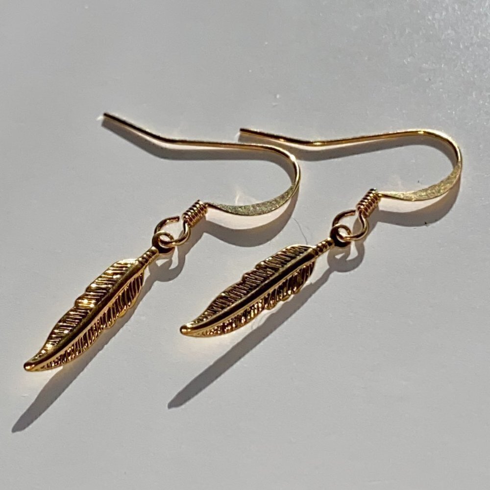 Gold Plated Feather Earrings